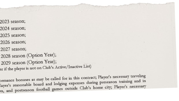 A screenshot of Lamar Jackson’s contract with the Ravens.